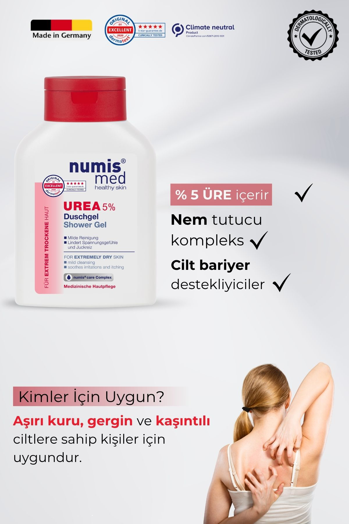 UREA %5 Duş Jeli 200 ml - Çok Kuru ve Hassas Ciltler İçin Nemlendirici Etkili Nazik Temizleyici