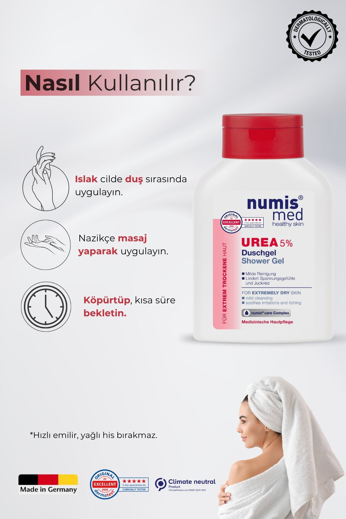 UREA %5 Duş Jeli 200 ml - Çok Kuru ve Hassas Ciltler İçin Nemlendirici Etkili Nazik Temizleyici