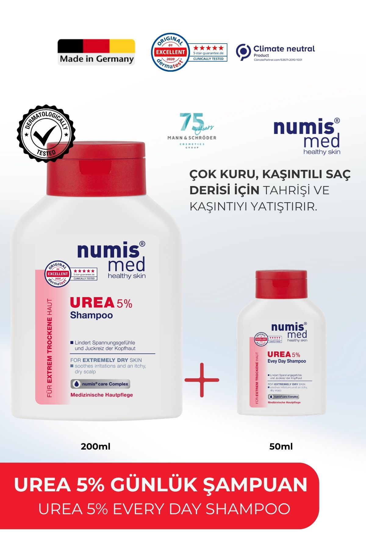 UREA %5 Şampuan 200 ml - Kuru, Kaşıntılı ve Tahrişe Eğilimli Saç Derisi İçin Arındırıcı Şampuan