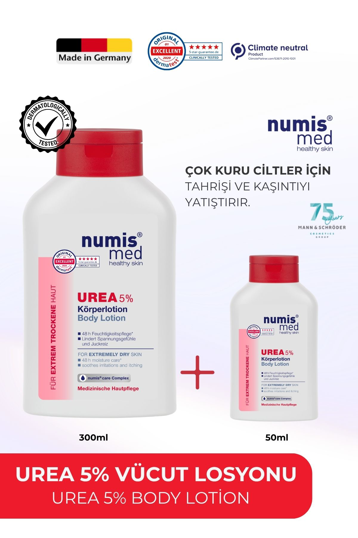 UREA %5 Vücut Losyonu 300 ml – Kuru, Hassas ve Kaşıntılı Ciltler İçin Nemlendirici