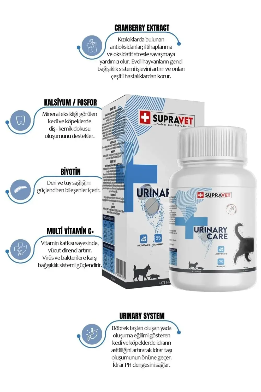 Supravet Urinary Care Kedi Ve Köpek İçin İdrar Sağlığı Sistem Destekleyici