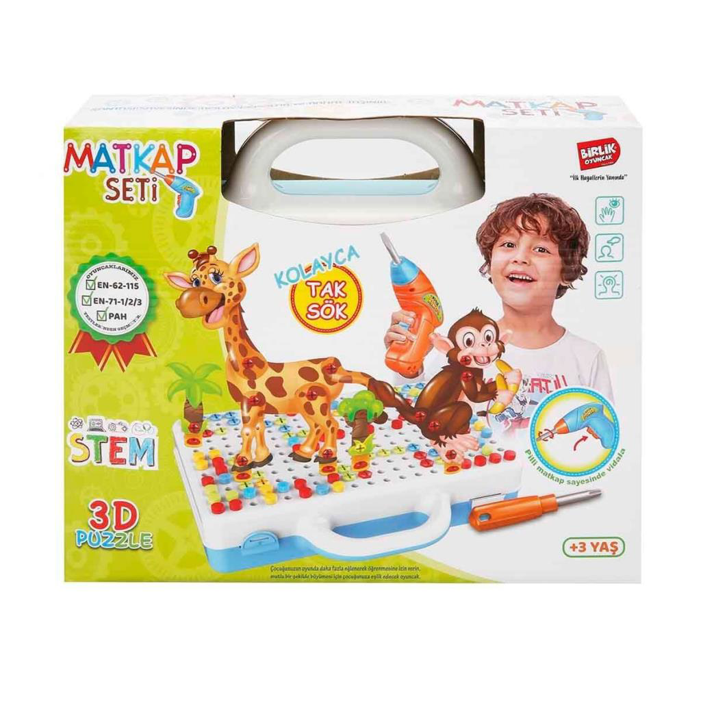 URT014-001 Birlik, 3D Eğitici Matkap Seti Hayvanlar Özel Fiyatlı 