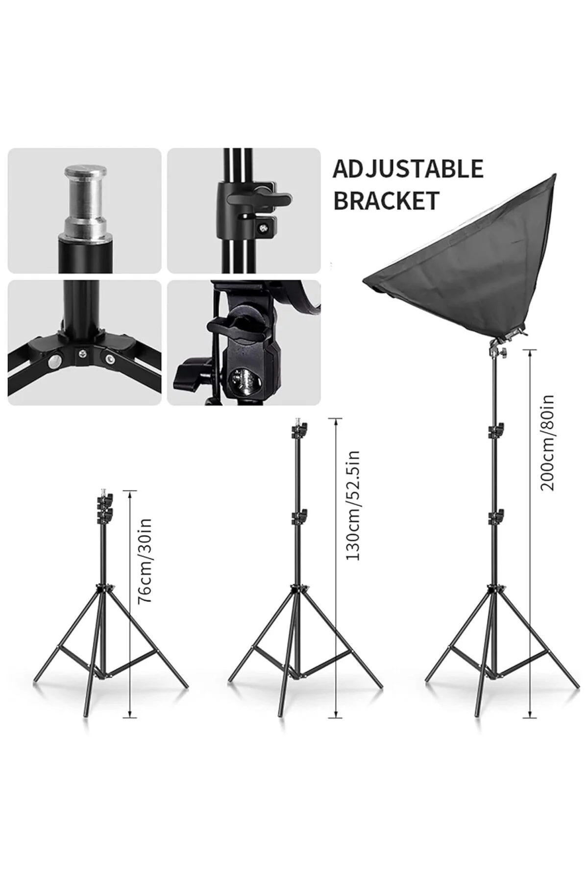 Ürün, Reklam, Moda, Makyaj, Stüdyo Çekimleri için 50x70cm Softbox 4 Duylu Led Sürekli Işık