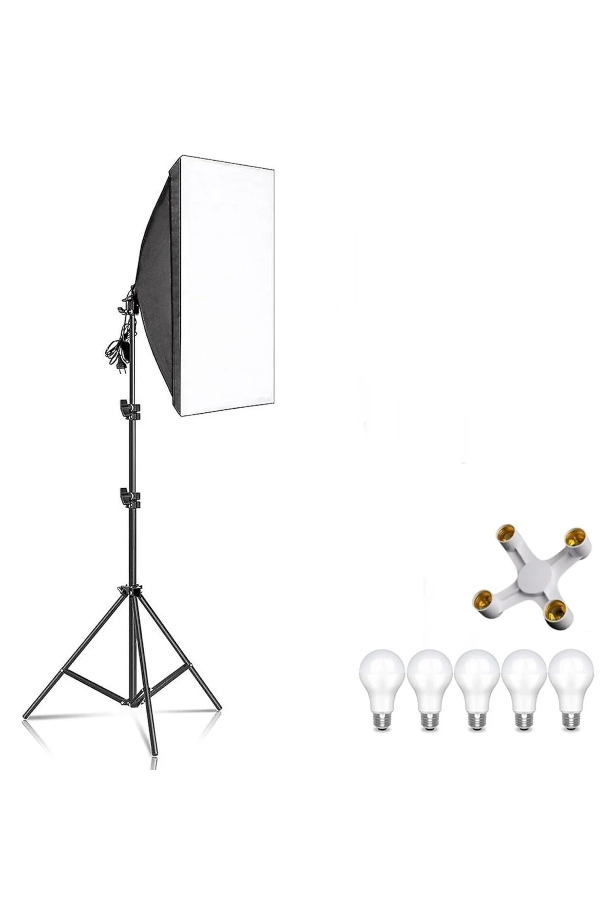 Ürün, Reklam, Moda, Makyaj, Stüdyo Çekimleri için 50x70cm Softbox 4 Duylu Led Sürekli Işık