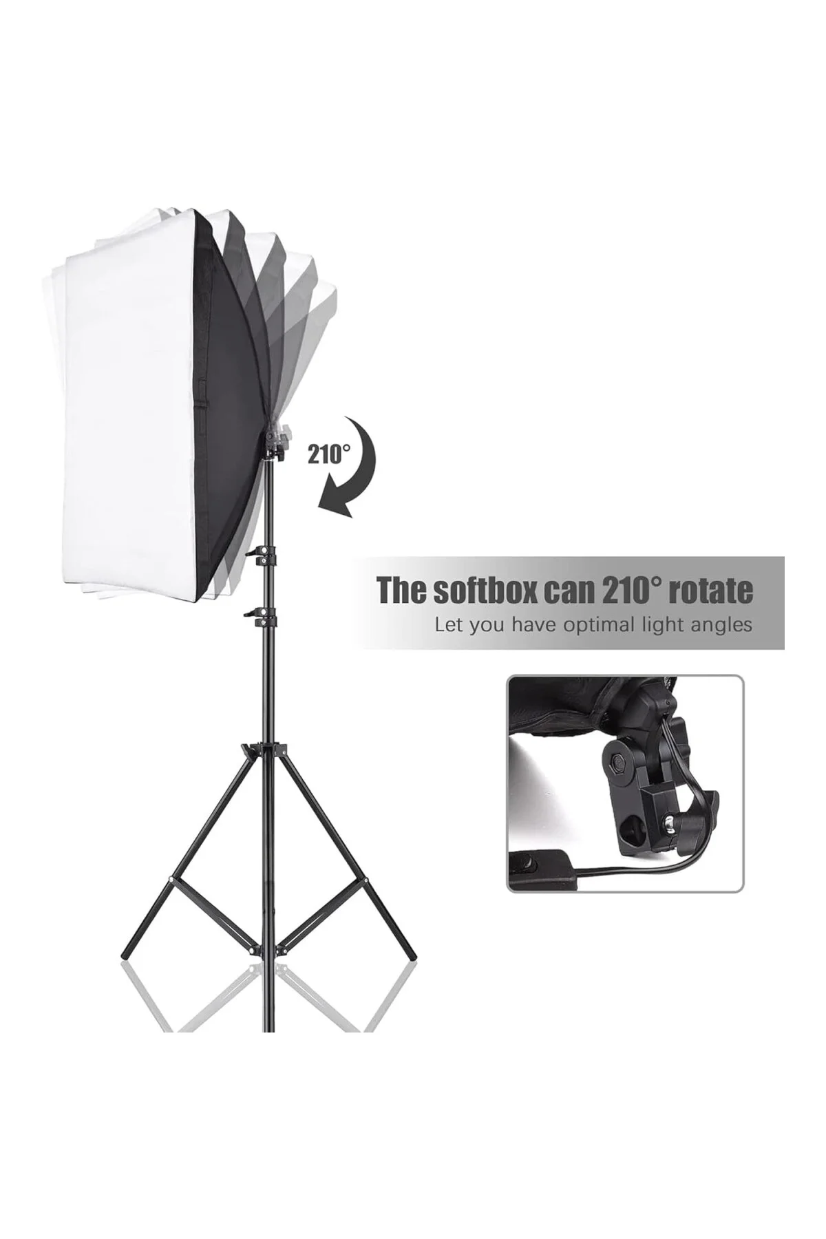 Ürün, Reklam, Moda, Makyaj, Stüdyo Çekimleri için 50x70cm Softbox 4 Duylu Led Sürekli Işık
