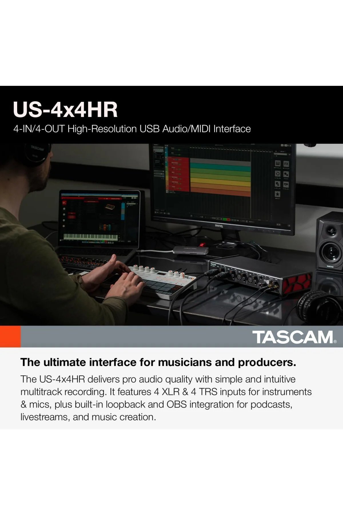 US-4X4HR 192 Khz Yüksek Çözünürlüklü USB Ses Kartı 4 Giriş 4 Çıkış US-4X4HR 192 Khz Yüksek Çözünürlüklü USB Ses Kartı 4 Giriş 4 Çıkış