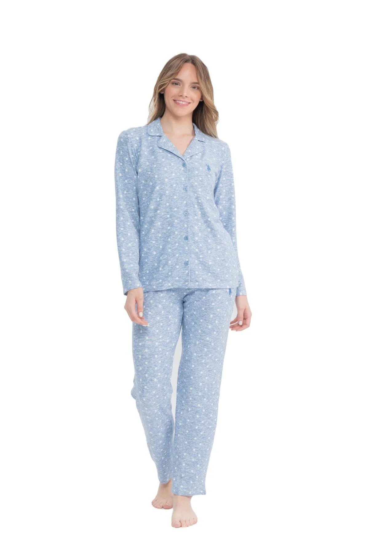 U.S. Polo Assn. 17100 Kadın Mavi Uzun Kollu Boydan Patlı Pijama Takım Fiyatı, Yorumları ve Özellikleri