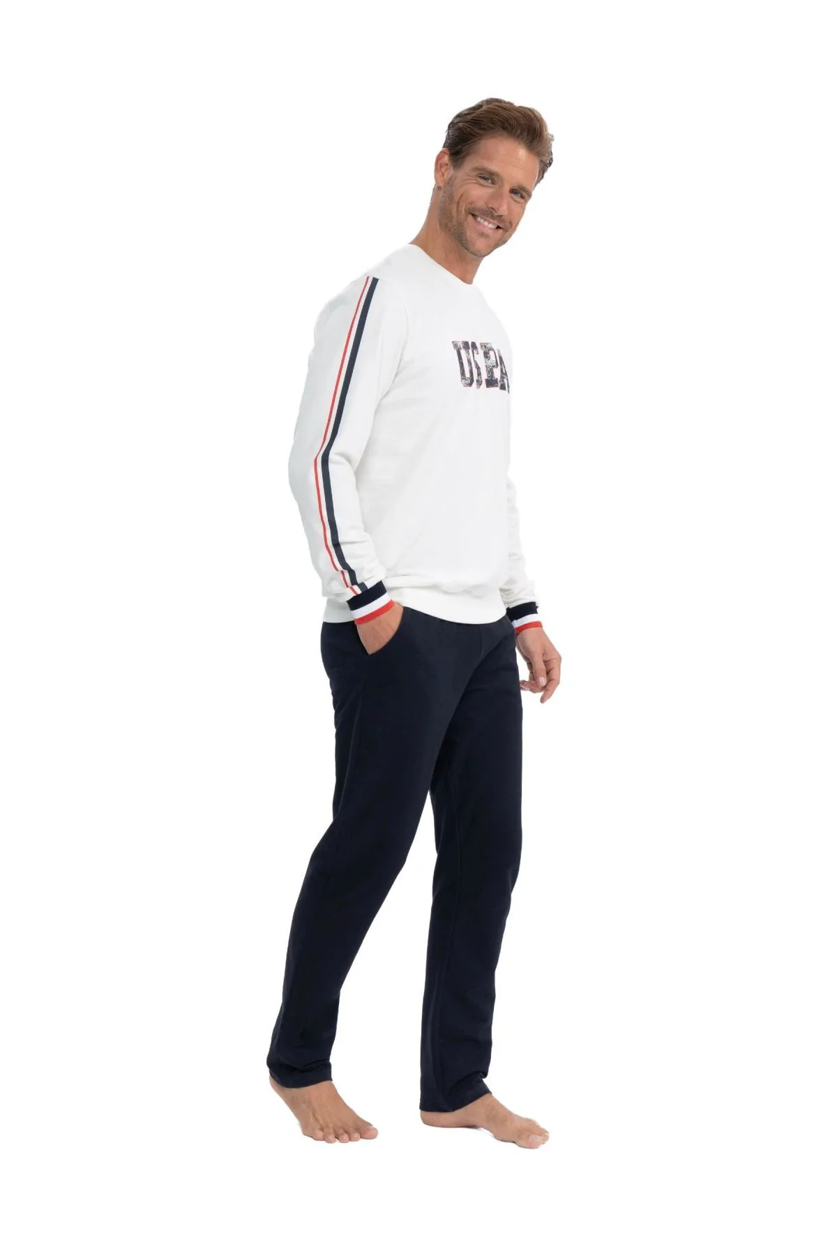 U.S. Polo Assn. 18811 Erkek Ekru Uzun Kollu Yuvarlak Yaka İki İpl
