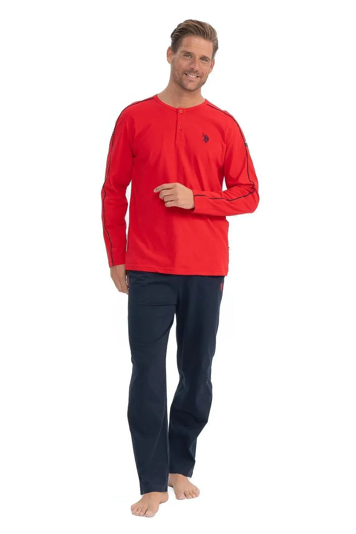 U.s Polo Assn. 18836 Erkek Uzun Kollu Yuvarlak Yaka Pijama Takımı