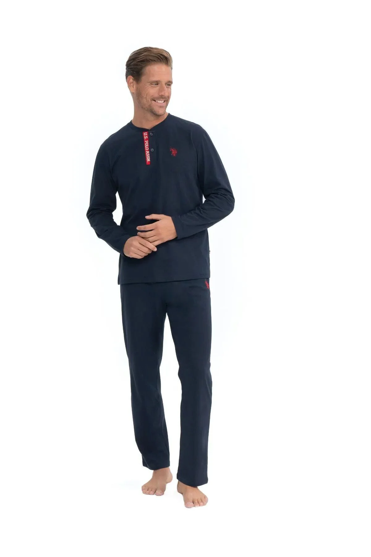 U.S. Polo Assn. 18837 Erkek Lacivert Uzun Kollu Patlı Penye Süpre