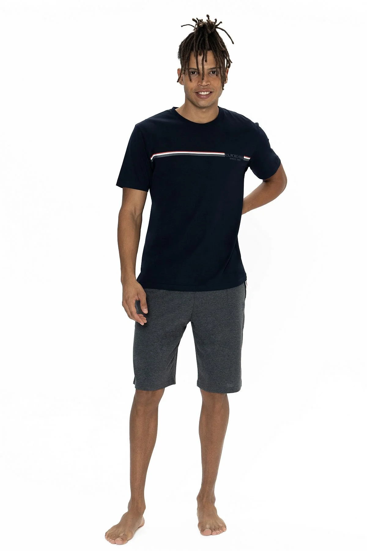 U.s Polo Assn. 18865 Erkek Kısa Kollu Bisiklet Yaka Şortlu Pijama