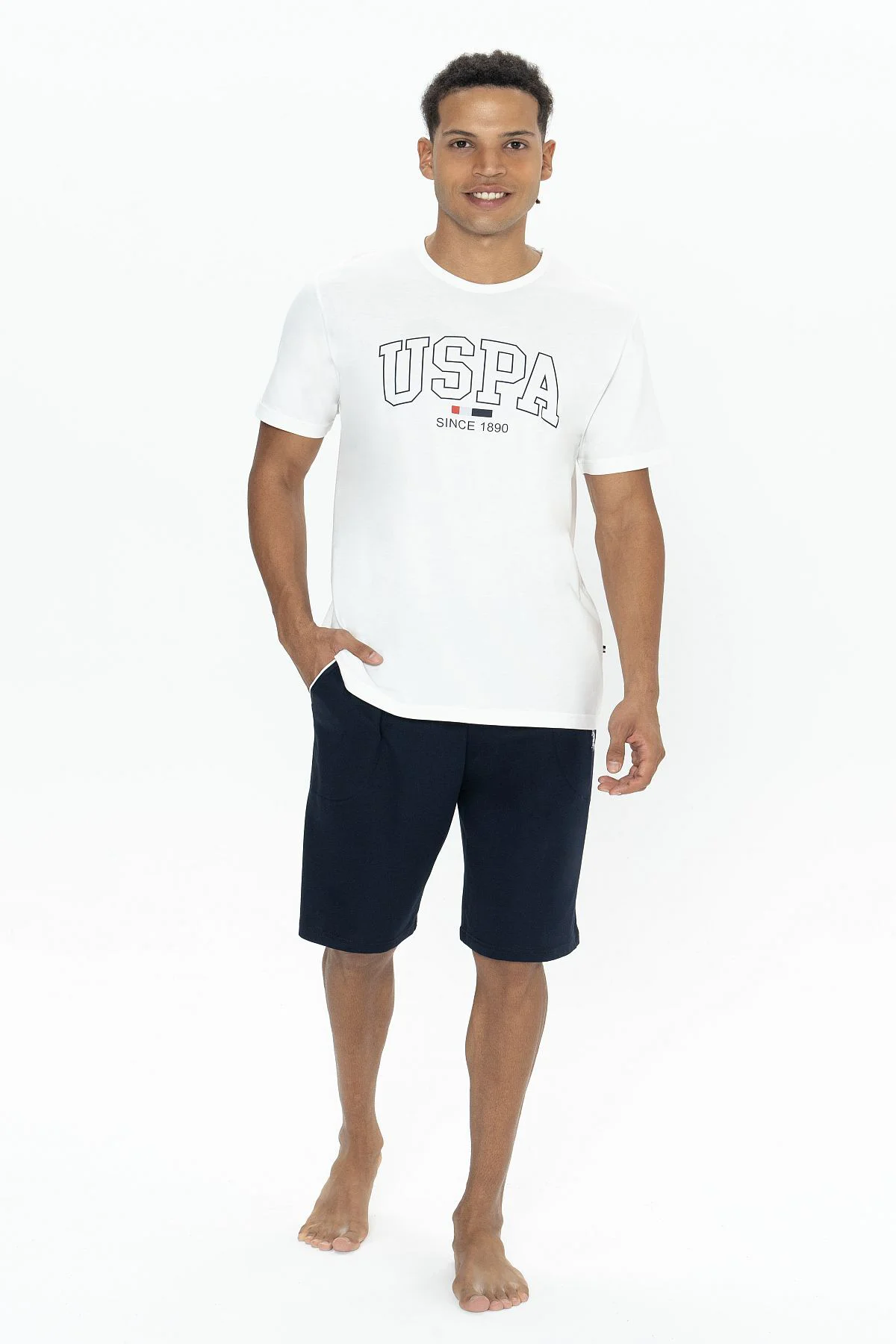U.s Polo Assn. 18873 Erkek Kısa Kollu Bisiklet Yaka Şortlu Pijama