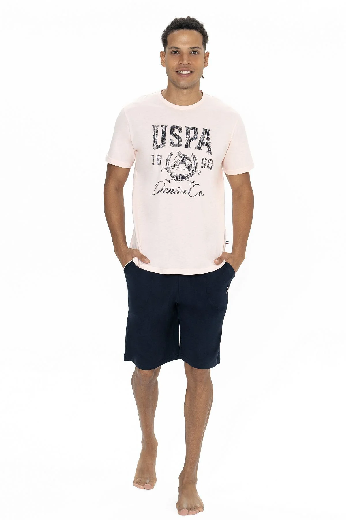 U.s Polo Assn. 18877 Erkek Kısa Kollu Bisiklet Yaka Şortlu Pijama