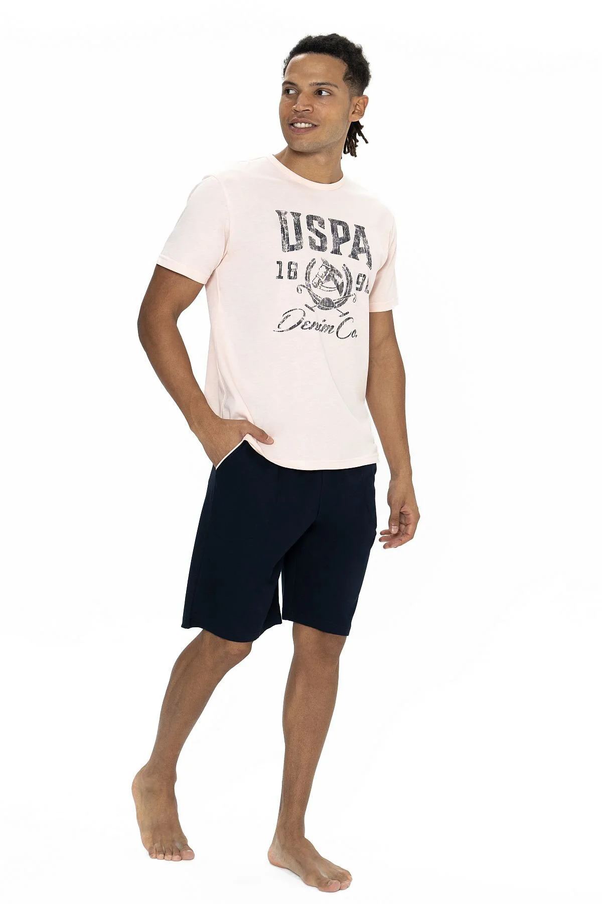 U.s Polo Assn. 18877 Erkek Kısa Kollu Bisiklet Yaka Şortlu Pijama