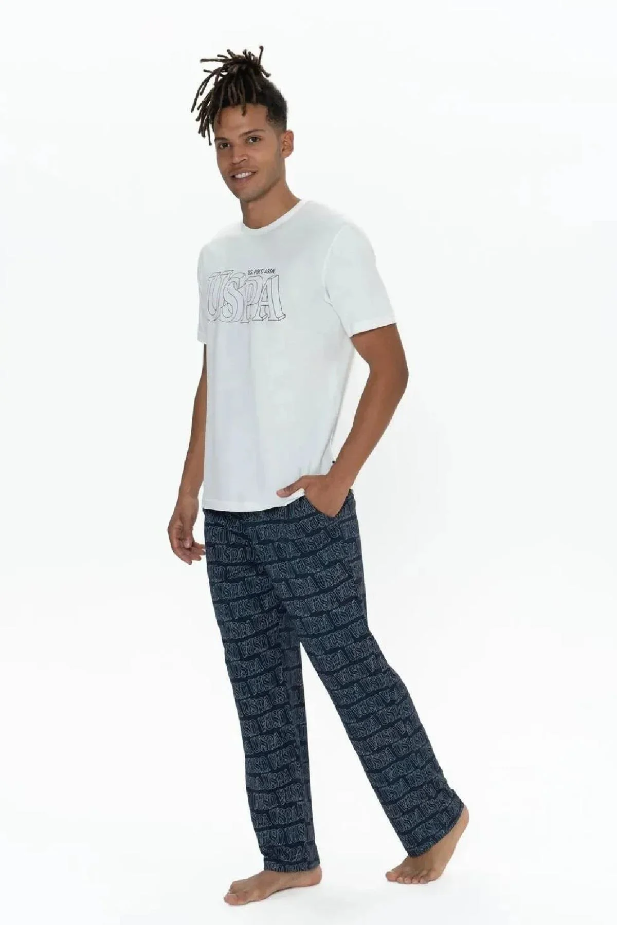 U.S. Polo Assn. 18903 Yarım Kollu Sıfır Yaka 3 Lü Şort Pijama Tak