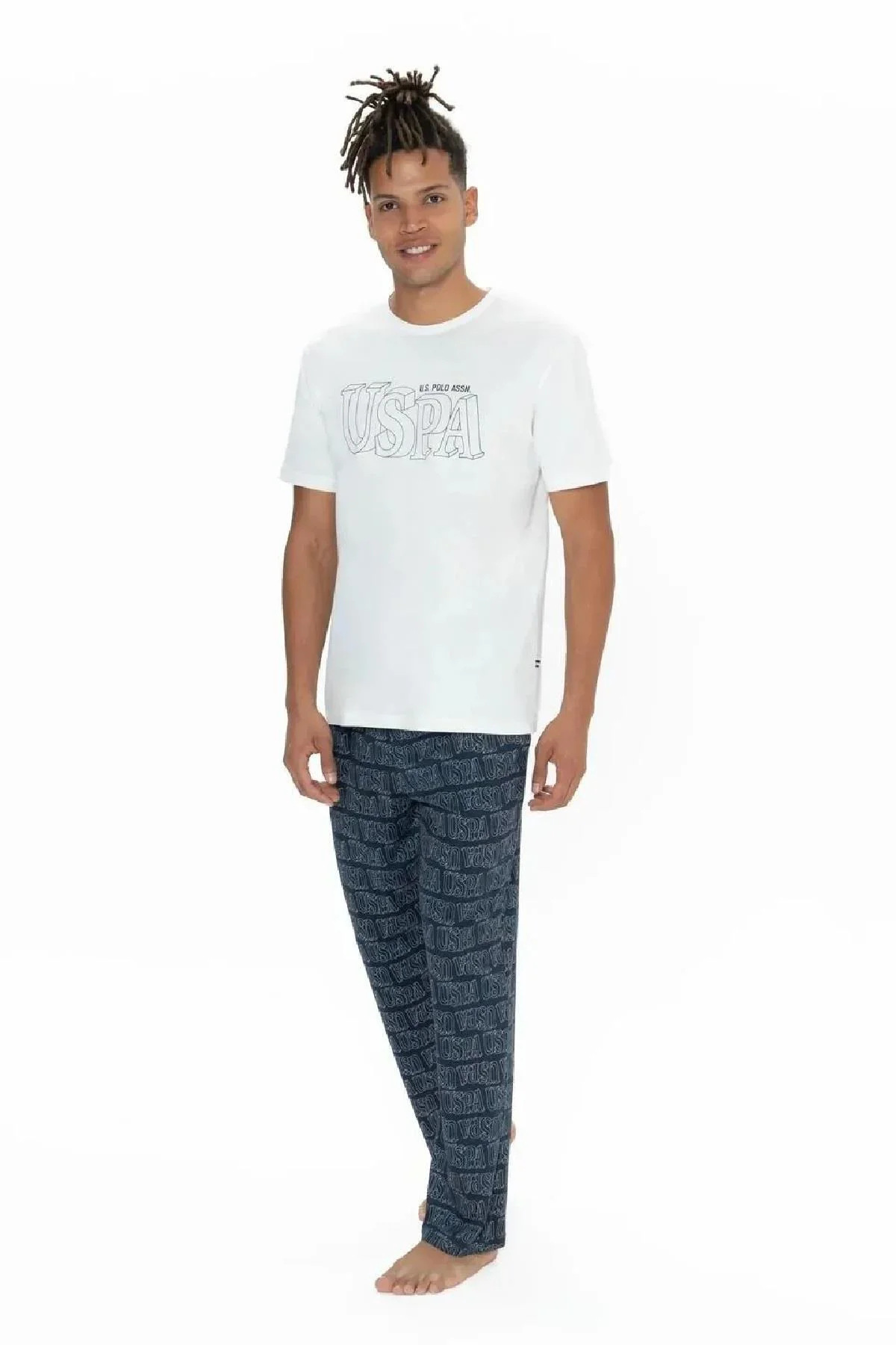 U.S. Polo Assn. 18903 Yarım Kollu Sıfır Yaka 3 Lü Şort Pijama Tak