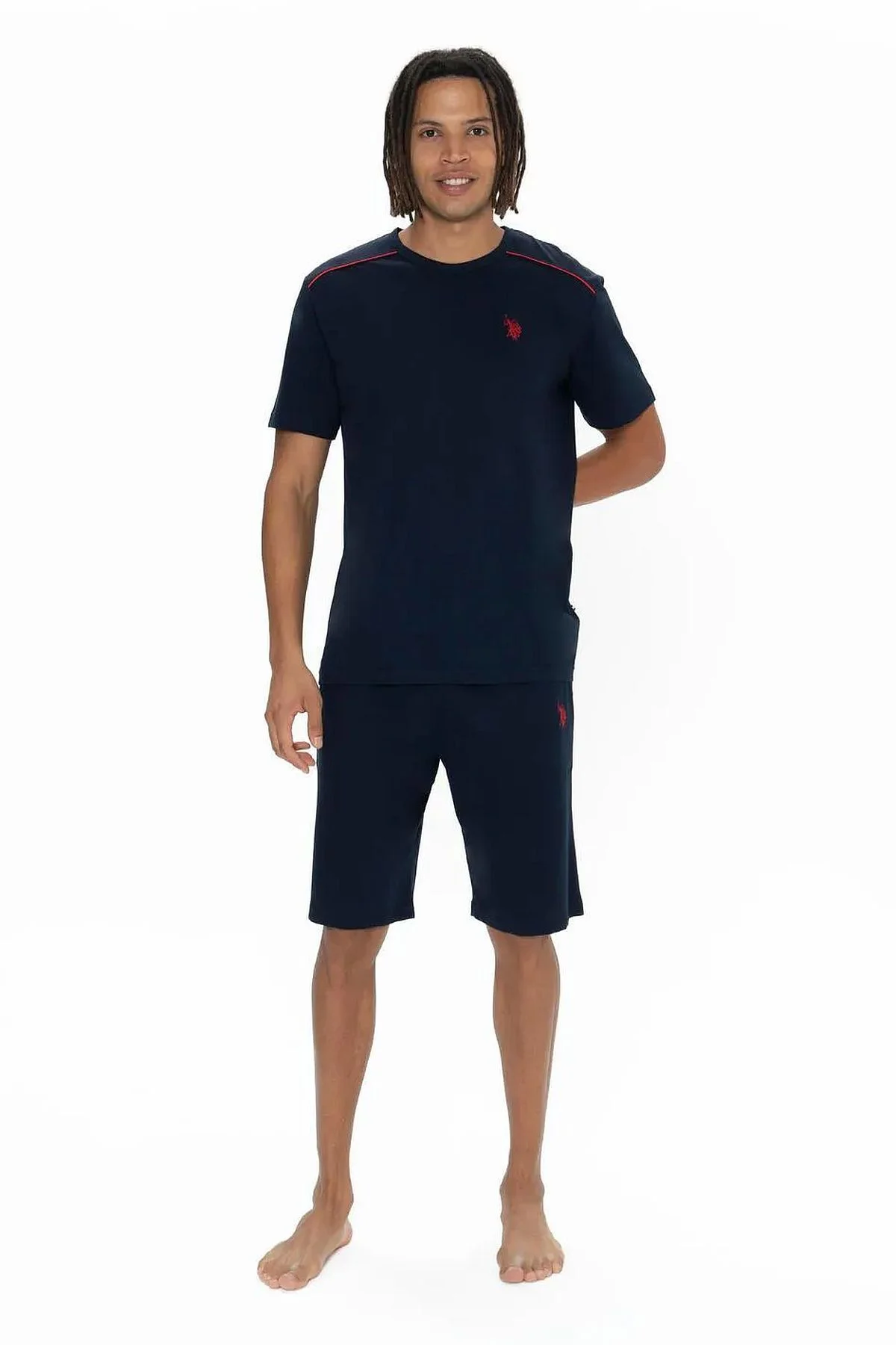 U.s Polo Assn. 18905 Erkek Kısa Kollu Bisiklet Yaka 3'lü Pijama Takımı-Lacivert