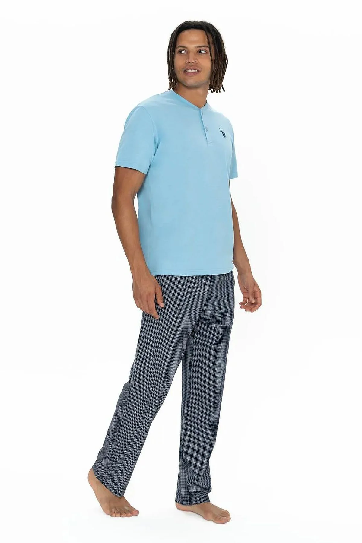 U.s Polo Assn. 18907 Erkek Kısa Kollu Yakası Düğmeli Pijama Takım