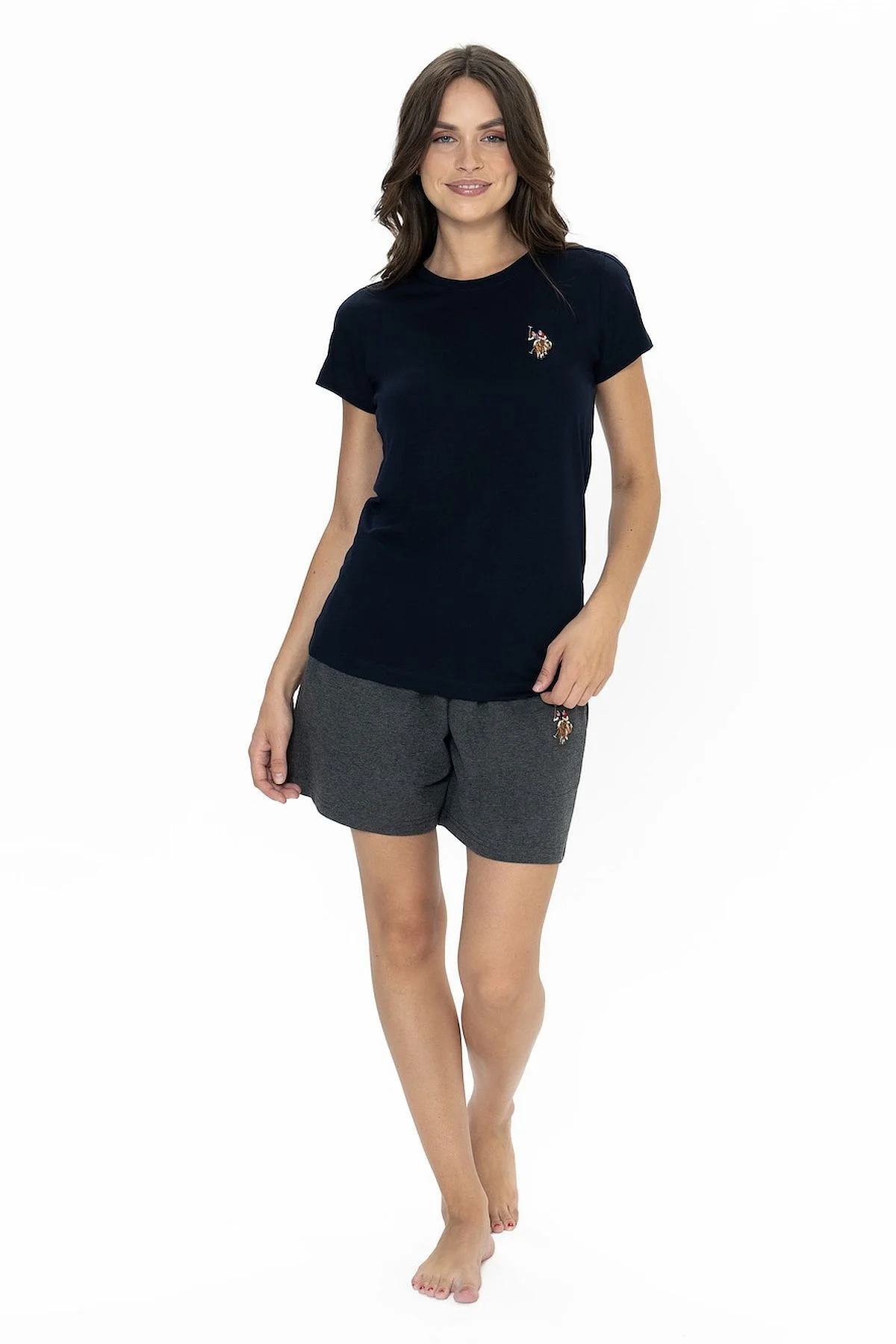 U.s Polo Assn. 20000 Kadın Kısa Kollu Bisiklet Yaka Şortlu Pijama