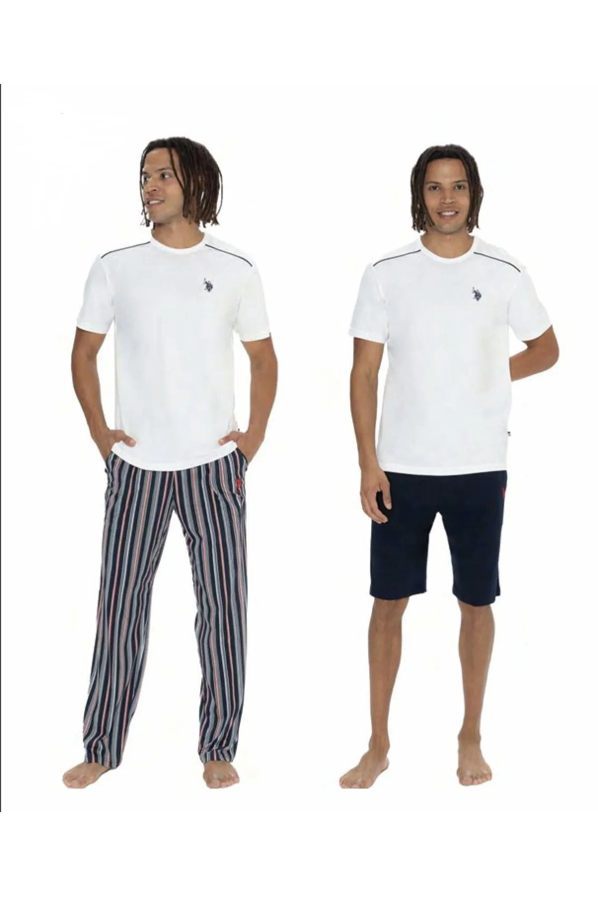 Erkek %100 Pamuk 3'lü Çizgili Pijama Takım