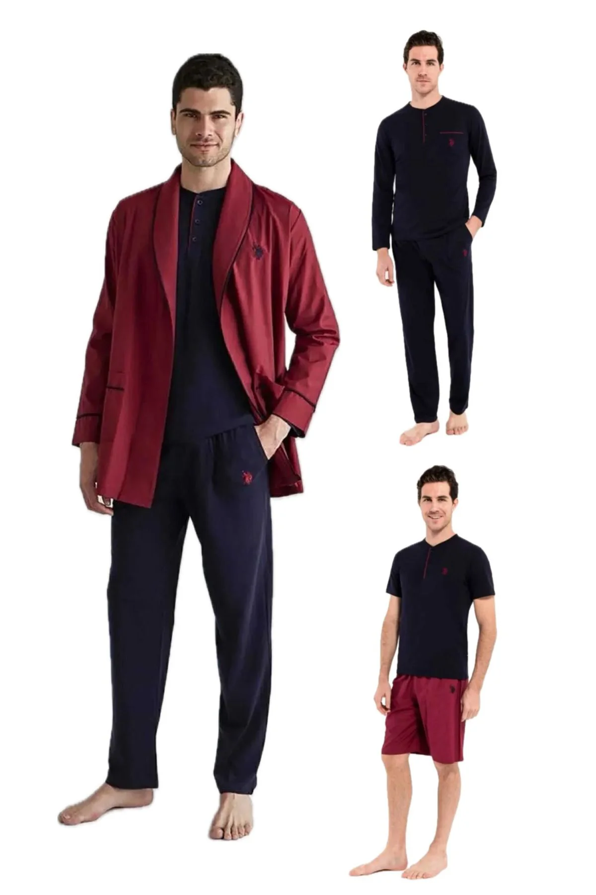 U.S. Polo Assn. Erkek 5 Parça Röpteşambır / Pijama Set takim - ME
