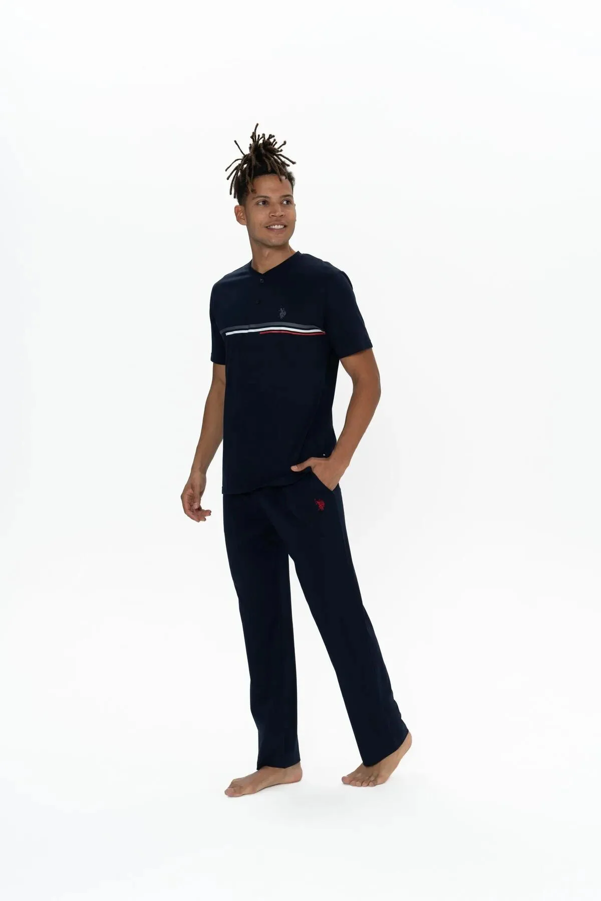 U.S. Polo Assn. Erkek Alt Üst Düğmeli Pijama Takımı