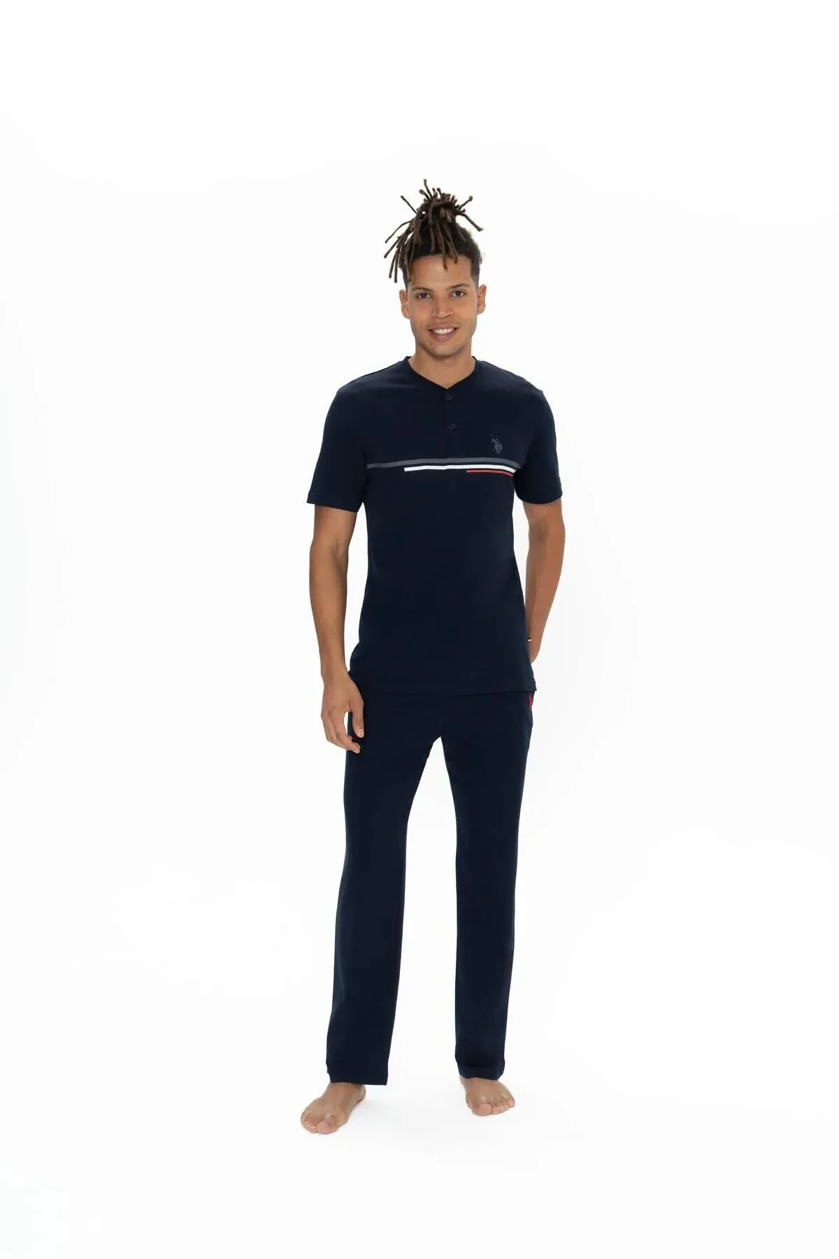 U.S. Polo Assn. Erkek Alt Üst Düğmeli Pijama Takımı