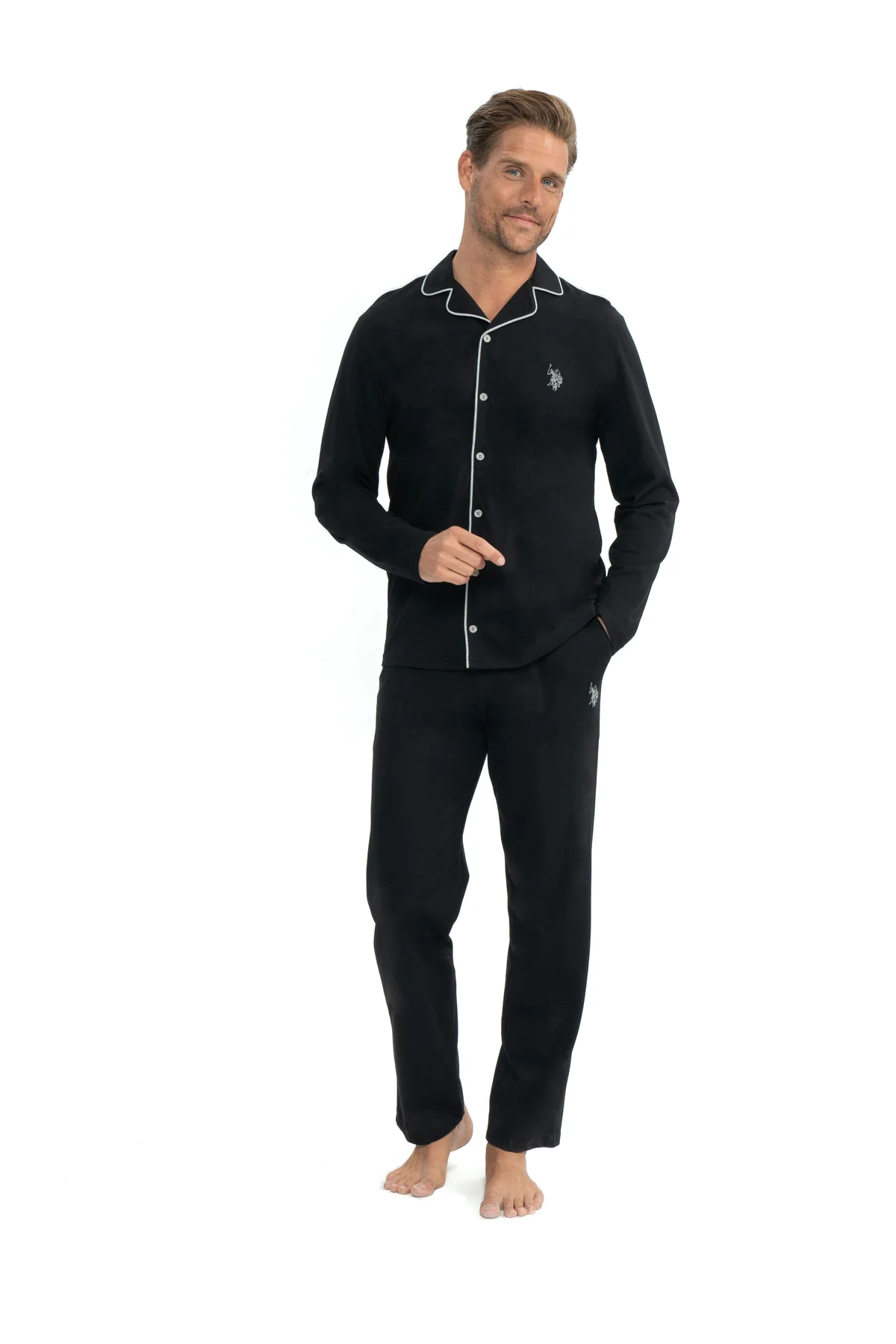 U.S. Polo Assn. - Erkek Boydan Patlı Kutulu Çeyizlik Pijama Takım