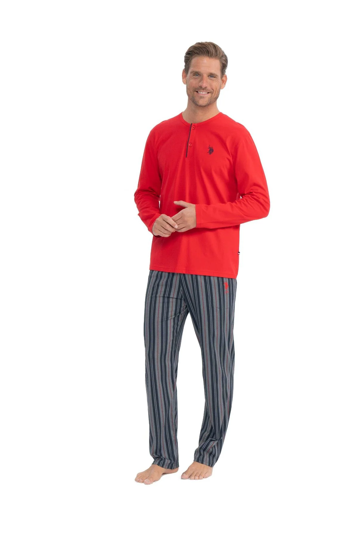Erkek Kırmızı Patlı Pijama Takımı