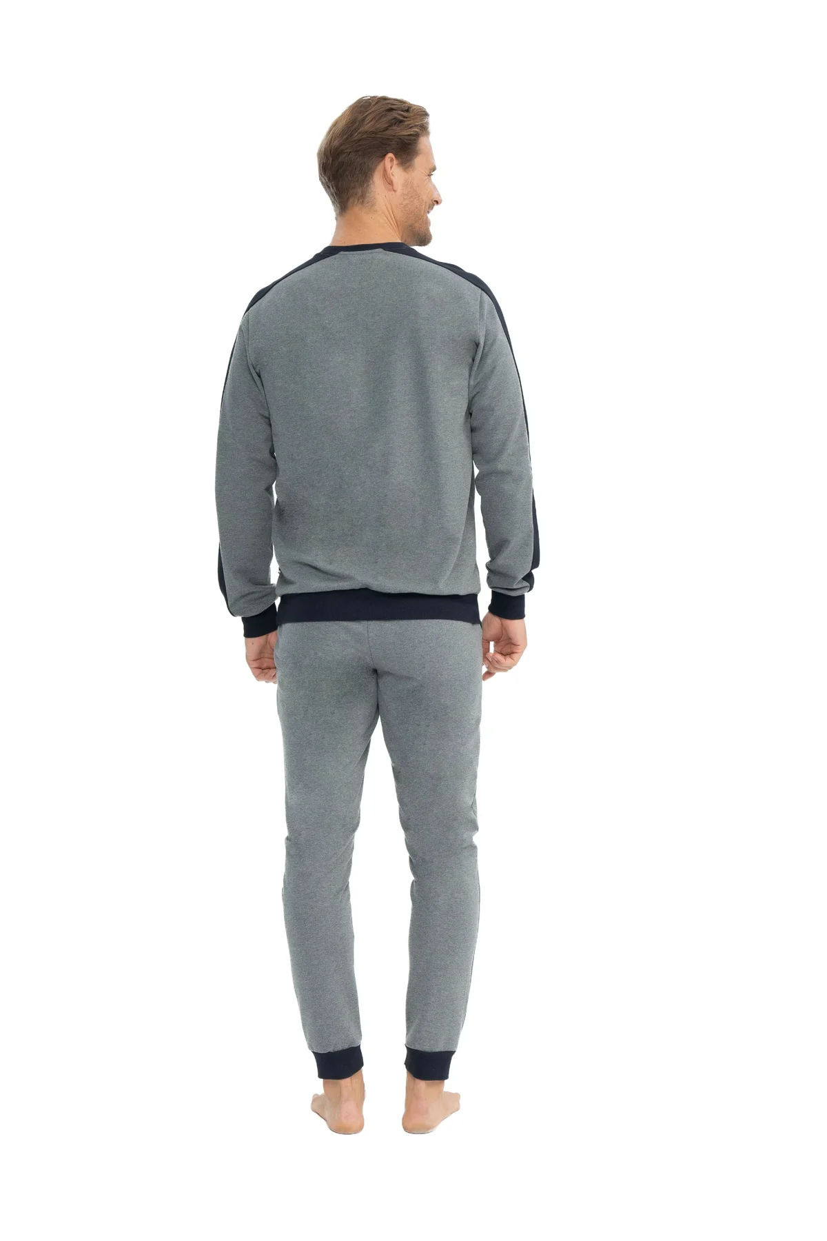 U.S. Polo Assn. Erkek Lastikli Paça Gri Detaylı Pijama Takımı 281