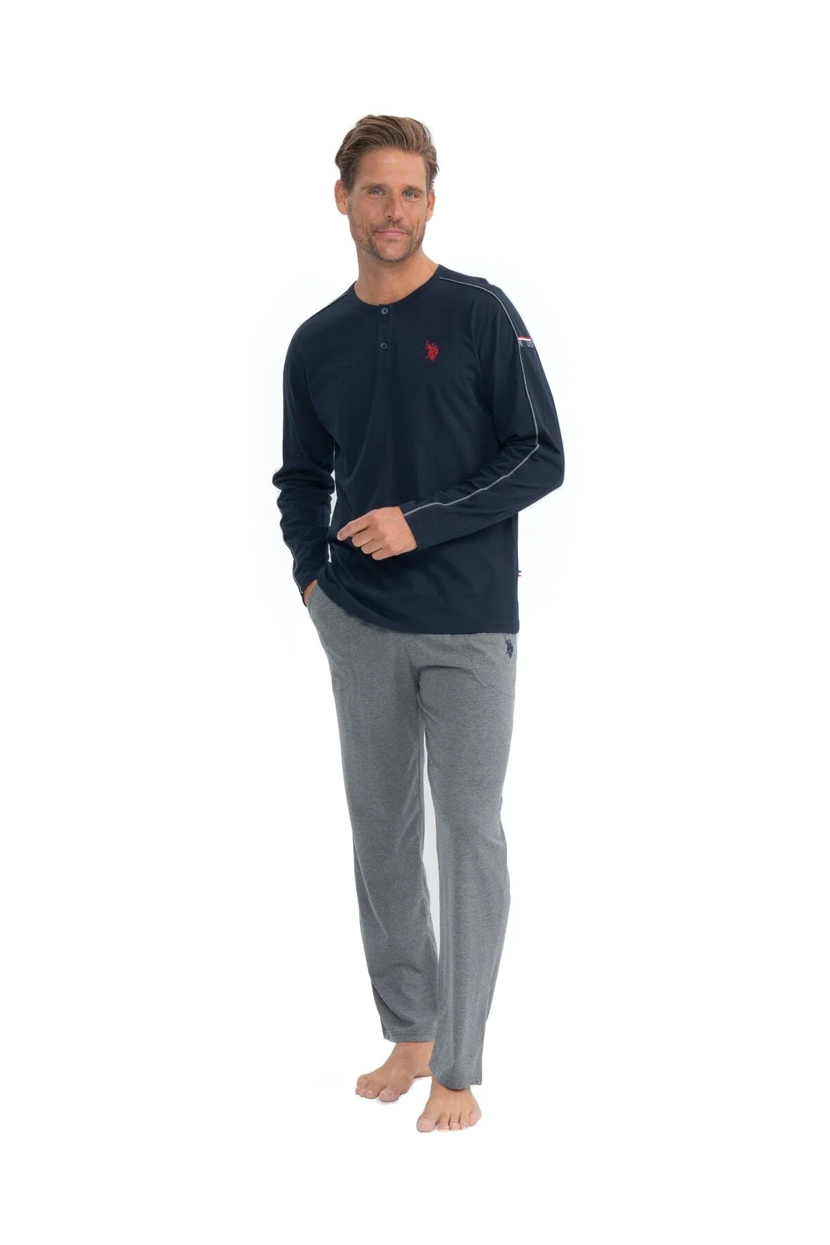 U.S. Polo Assn. Erkek Lacivert Patlı Pijama Takımı 025K.1ZET8.A.G