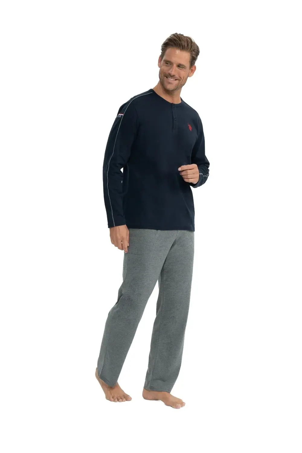 U.S. Polo Assn. Erkek Lacivert Patlı Pijama Takımı 025K.1ZET8.A.G