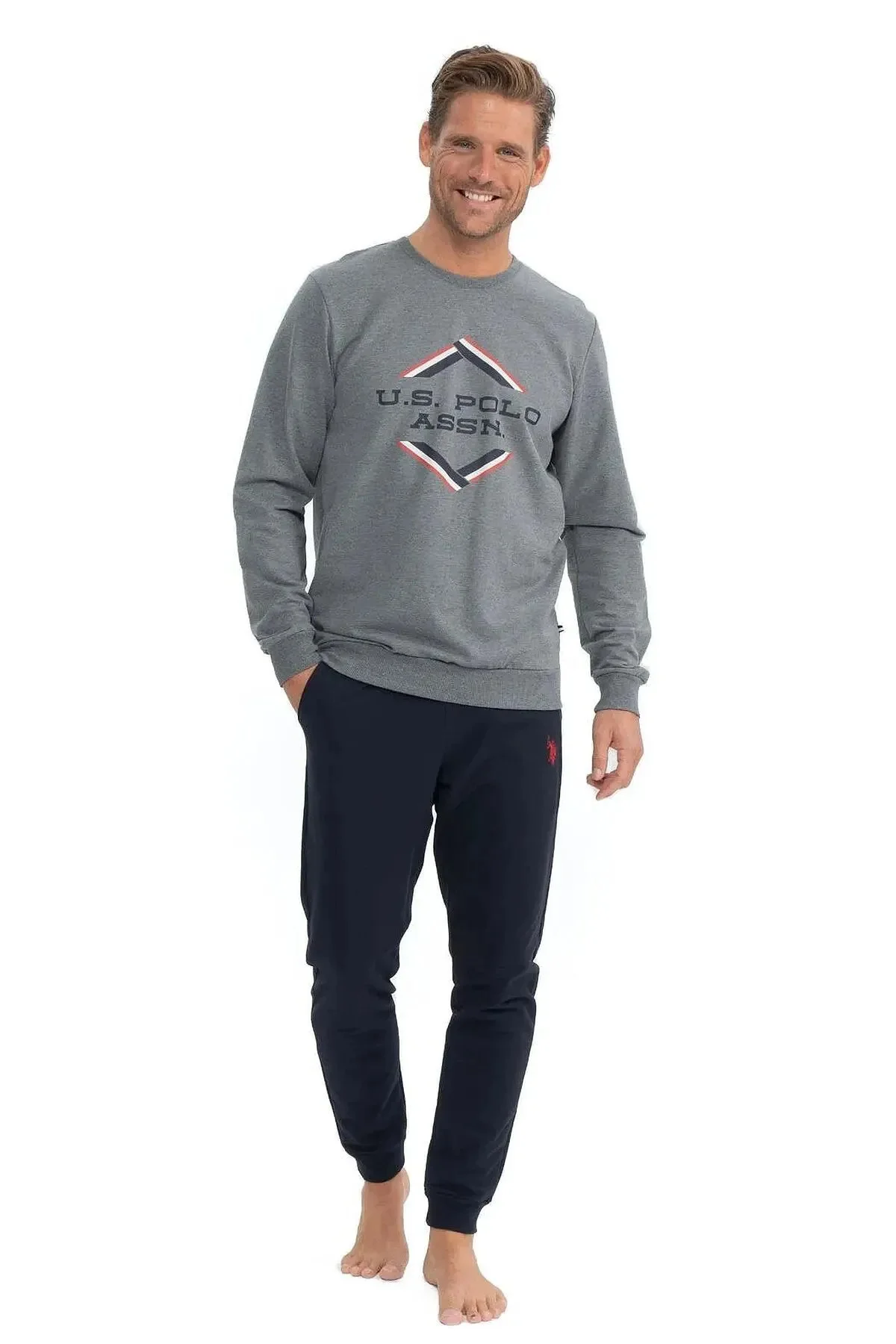 U.S. Polo Assn. Erkek Uzun Kollu Yuvarlak Yaka Eşofman Pijama Tak