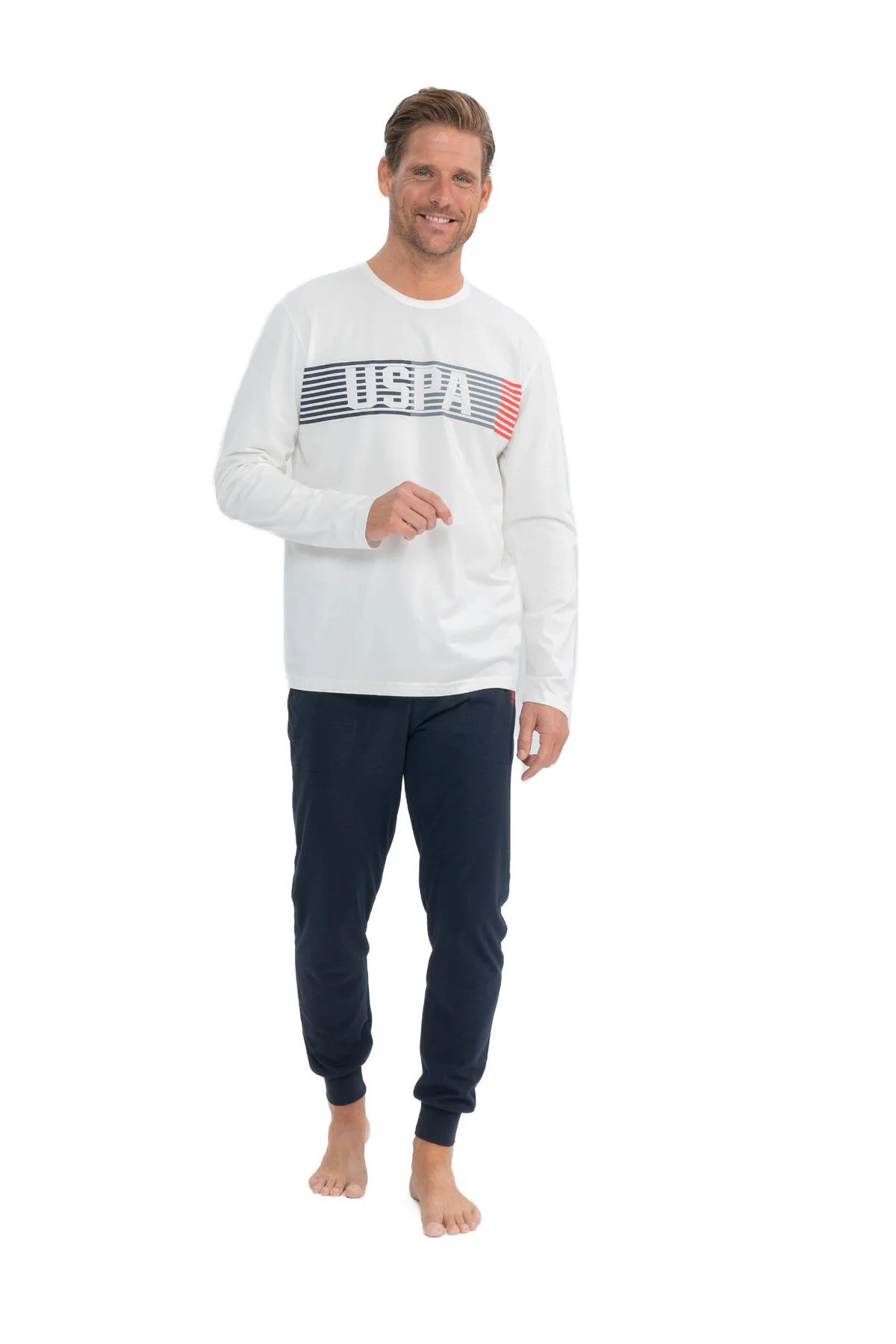 U.S. Polo Assn. Erkek Uzun Kollu Yuvarlak Yaka Penye Eşofman Pija