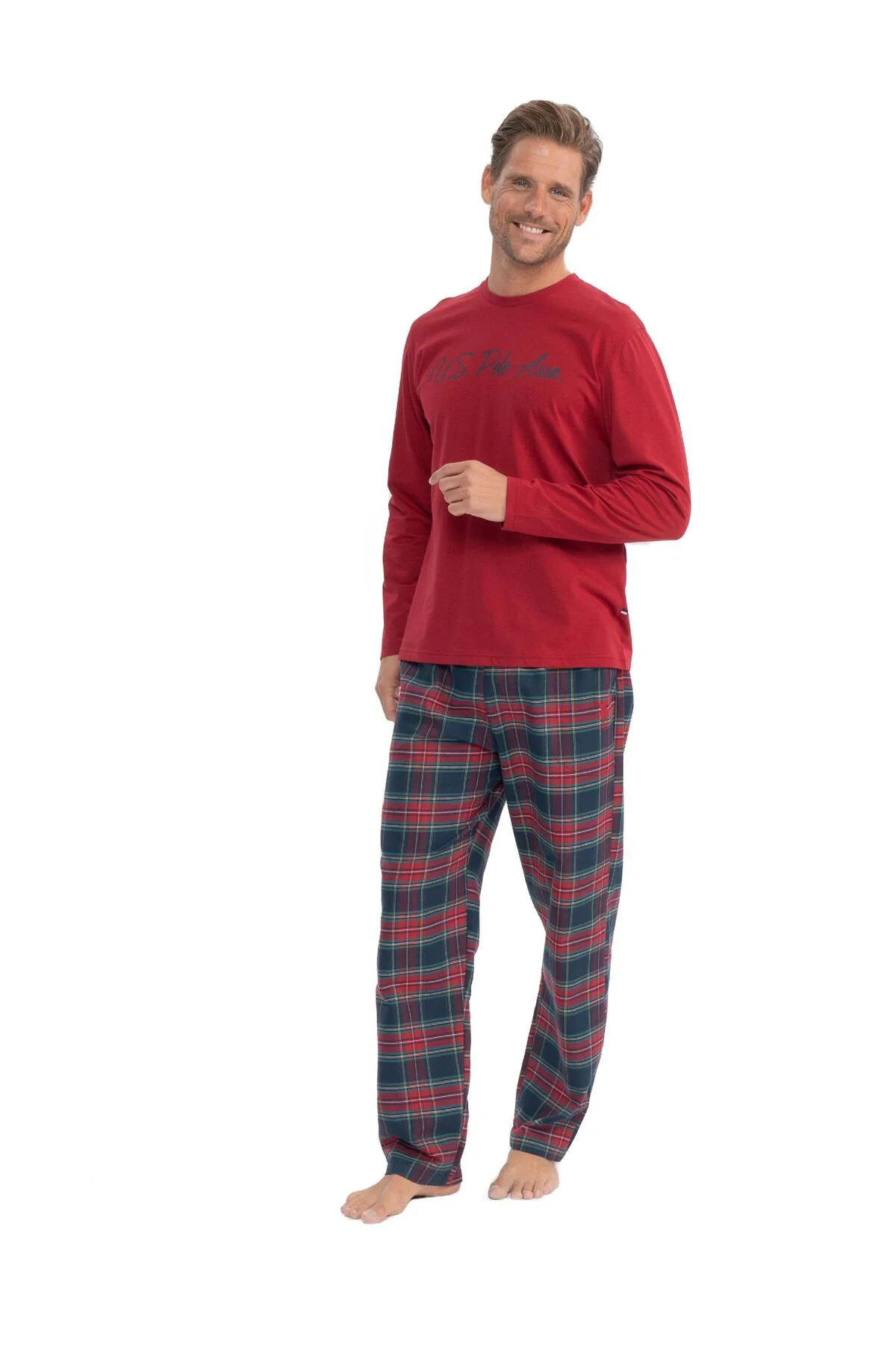 Erkek Uzun Kollu Yuvarlak Yaka Penye Dokuma Eşofman Pijama Takımı S25851