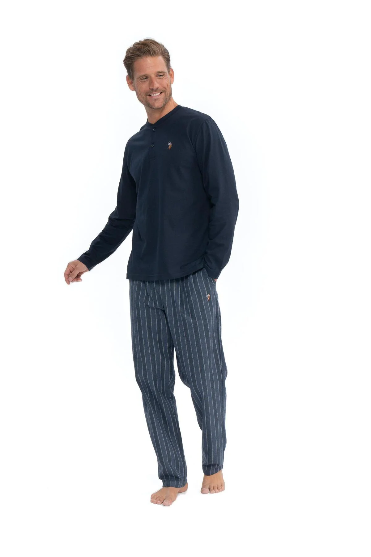 U.S. Polo Assn. Erkek Uzun Kollu Patlı Penye Eşofman Pijama Takım