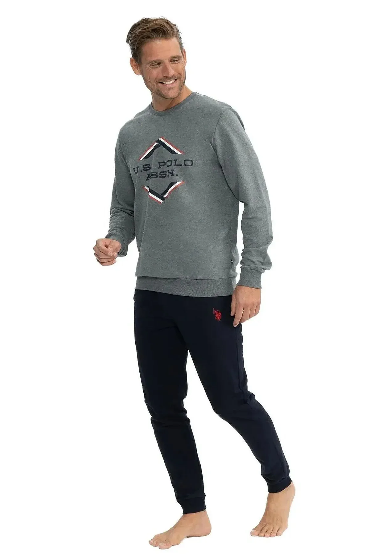 U.S. Polo Assn. Erkek Uzun Kollu Yuvarlak Yaka Eşofman Pijama Tak