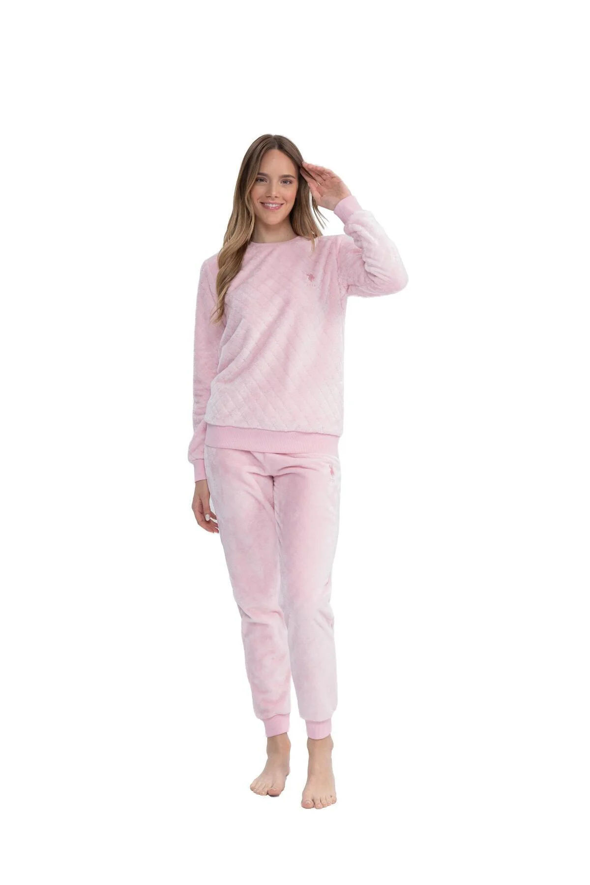 Kadın Açık Mavi Yuvarlak Yaka Pijama Takımı