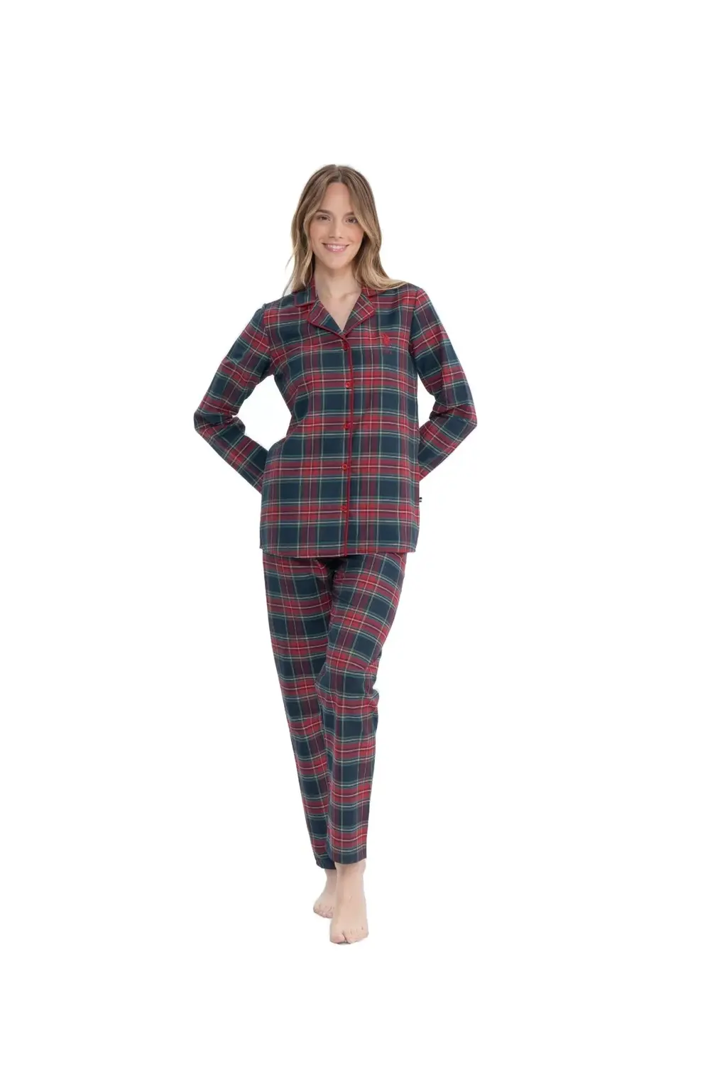 U.S. Polo Assn. Kadın Boydan Patlı Ekoseli Ev Giyim Pijama KA81.B