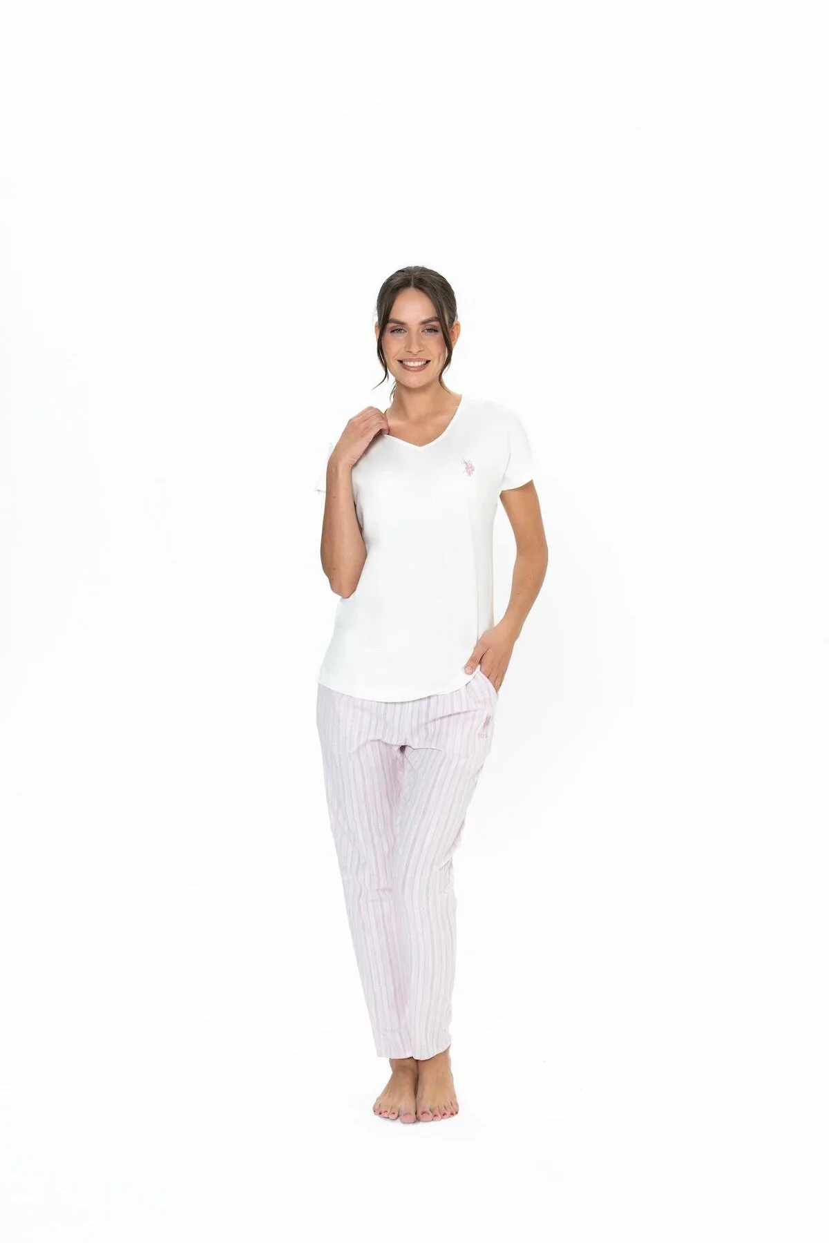 U.S. Polo Assn. Kadın Ekru Pijama Takım