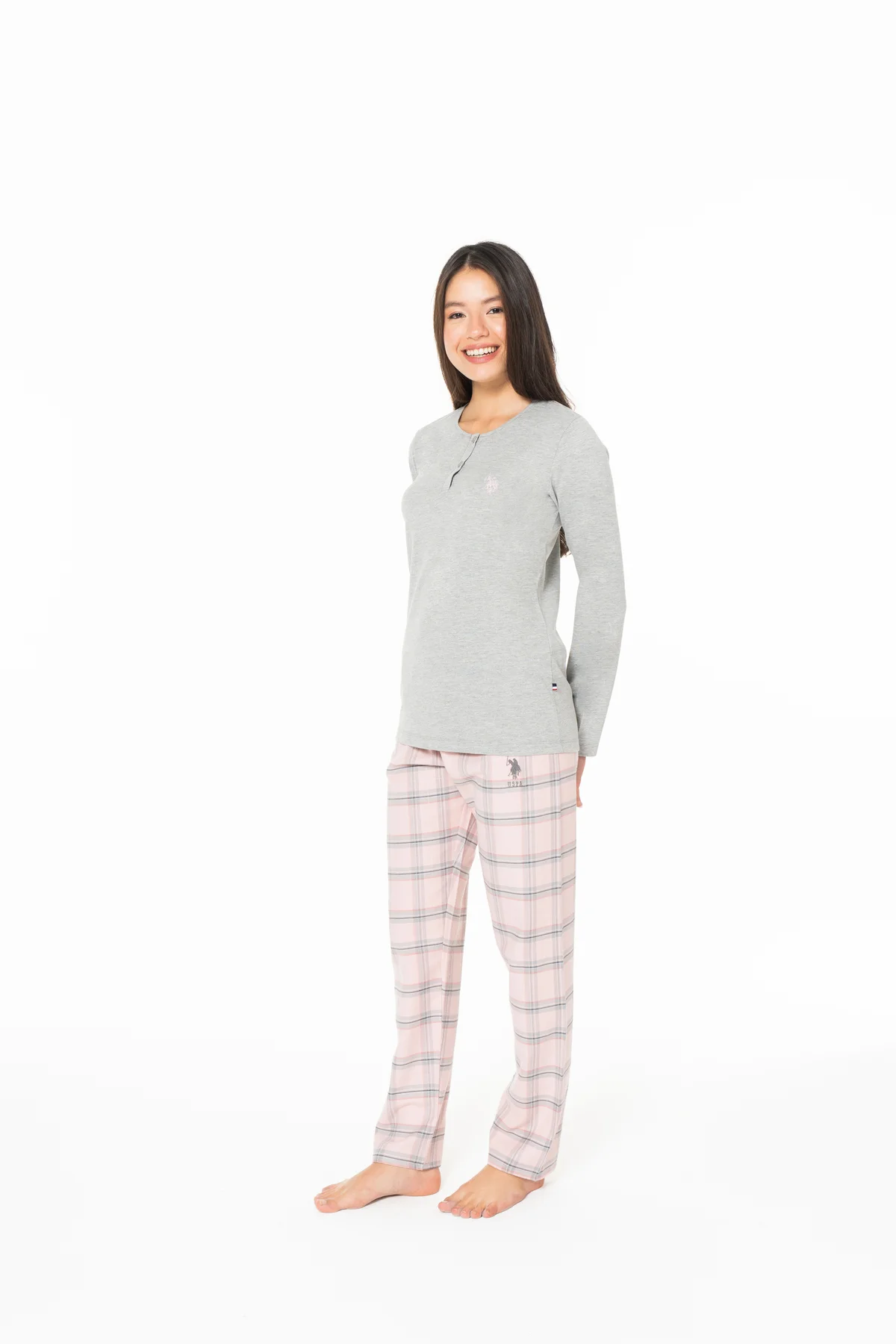 Kadın Gri Melanj Pijama Takım