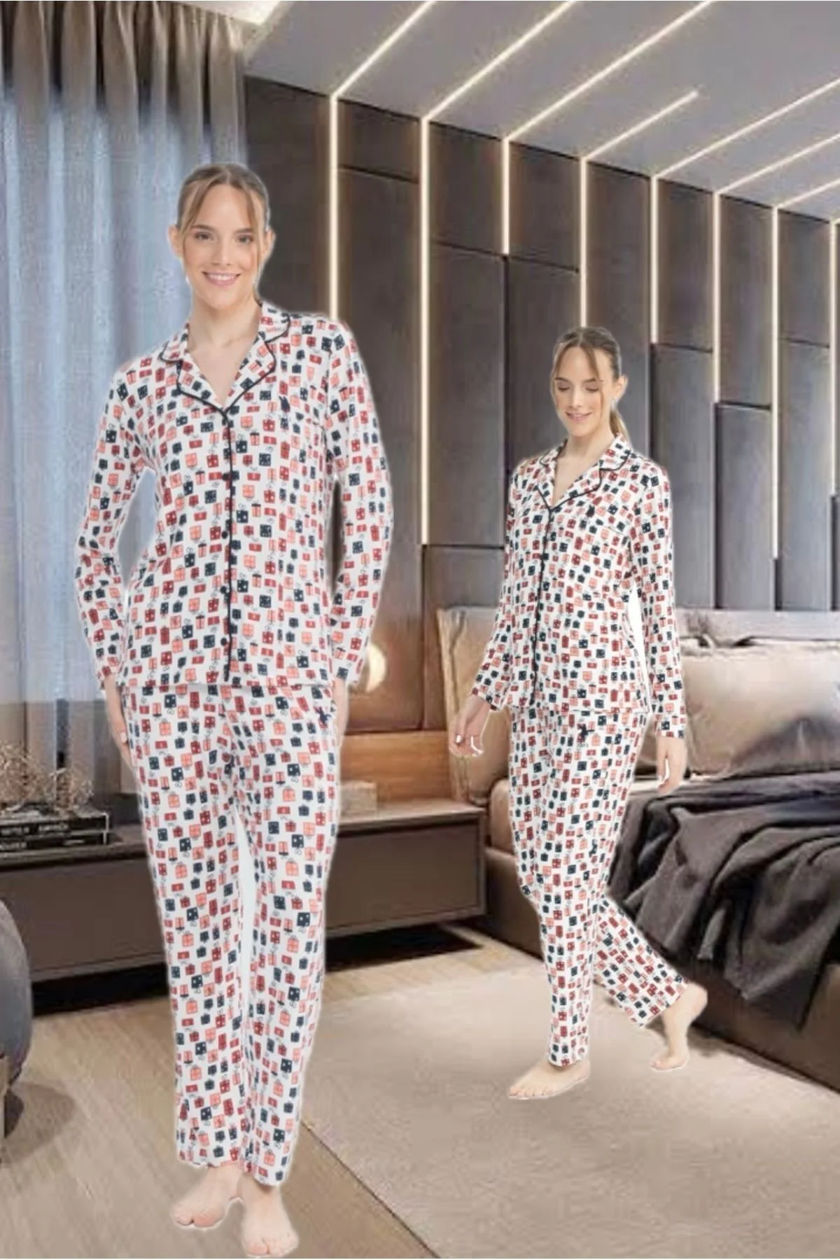 Kadın Hediye Baskılı Nova Pijama Takımı - MER.1Q7.D92.D1E.CY1B.BFF/.1.