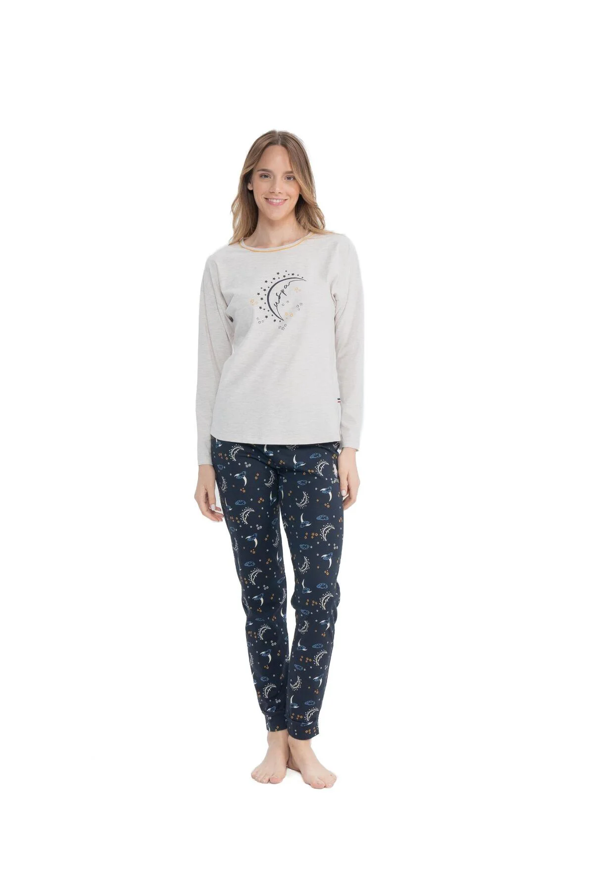 U.S. Polo Assn. Kadın Uzun Kollu Yuvarlak Yaka Pijama Takımı S251