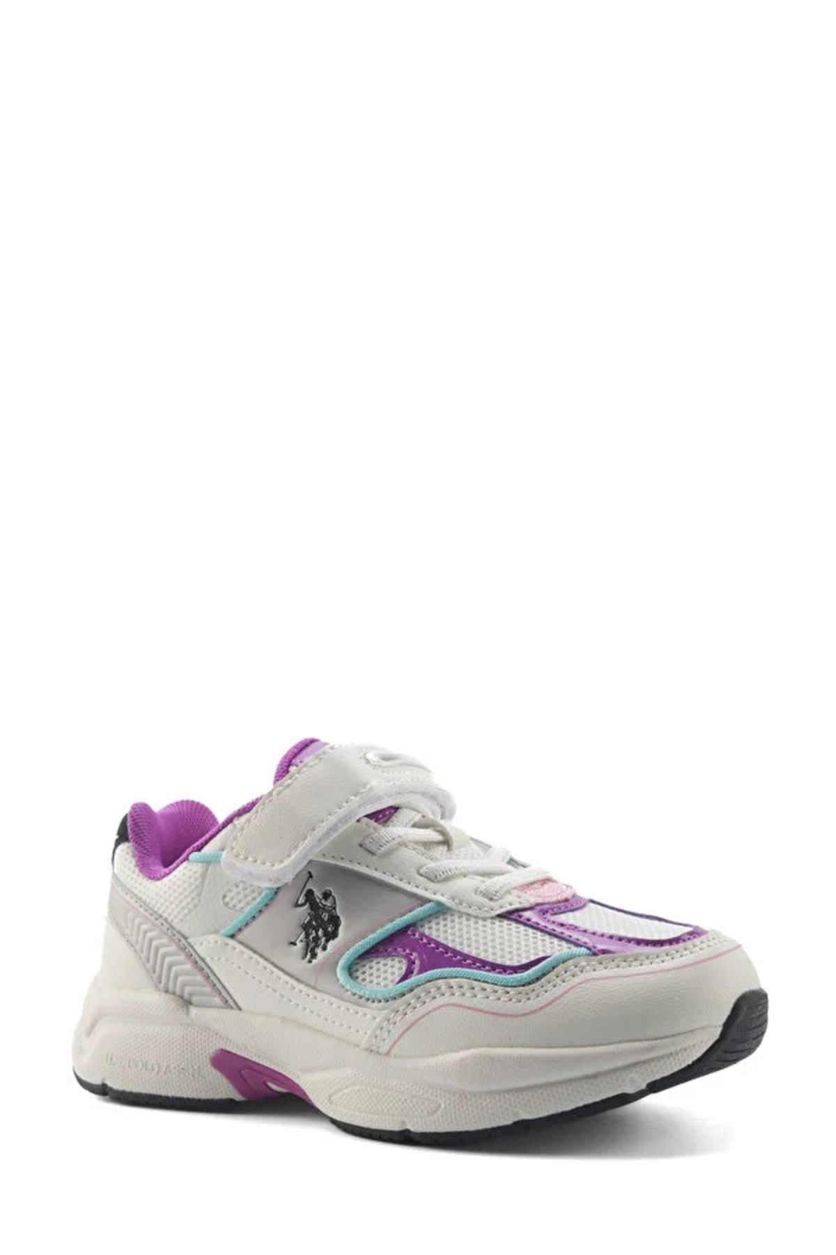 U.S. Polo Assn.  Supole 5Fx Cirtli Çocuk Spor Ayakkabi Beyaz Mor