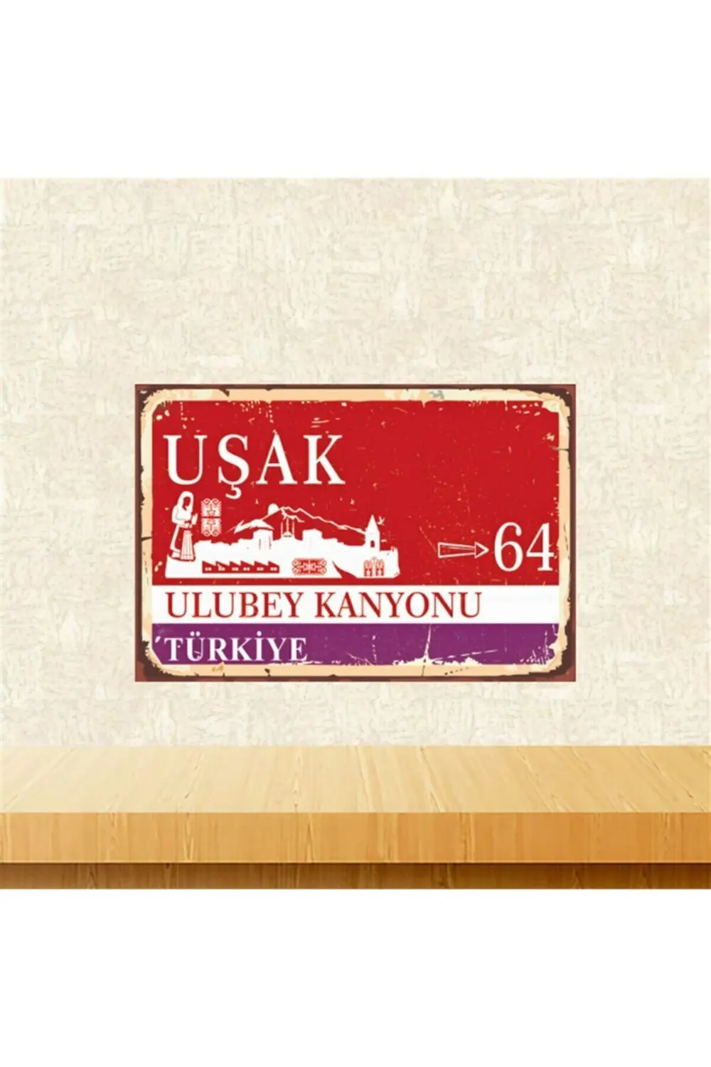 Uşak Ulubey Kanyonu 20-30 cm Retro Ahşap Tablo Tkfx5780
