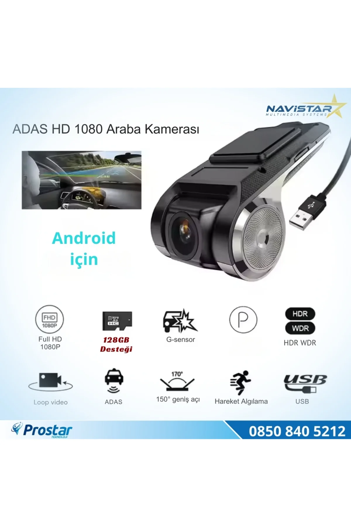 Usb 128 GB Destekli HD 1080P Dvr Araç Yol Sürüş Kamerası - Görsel 2