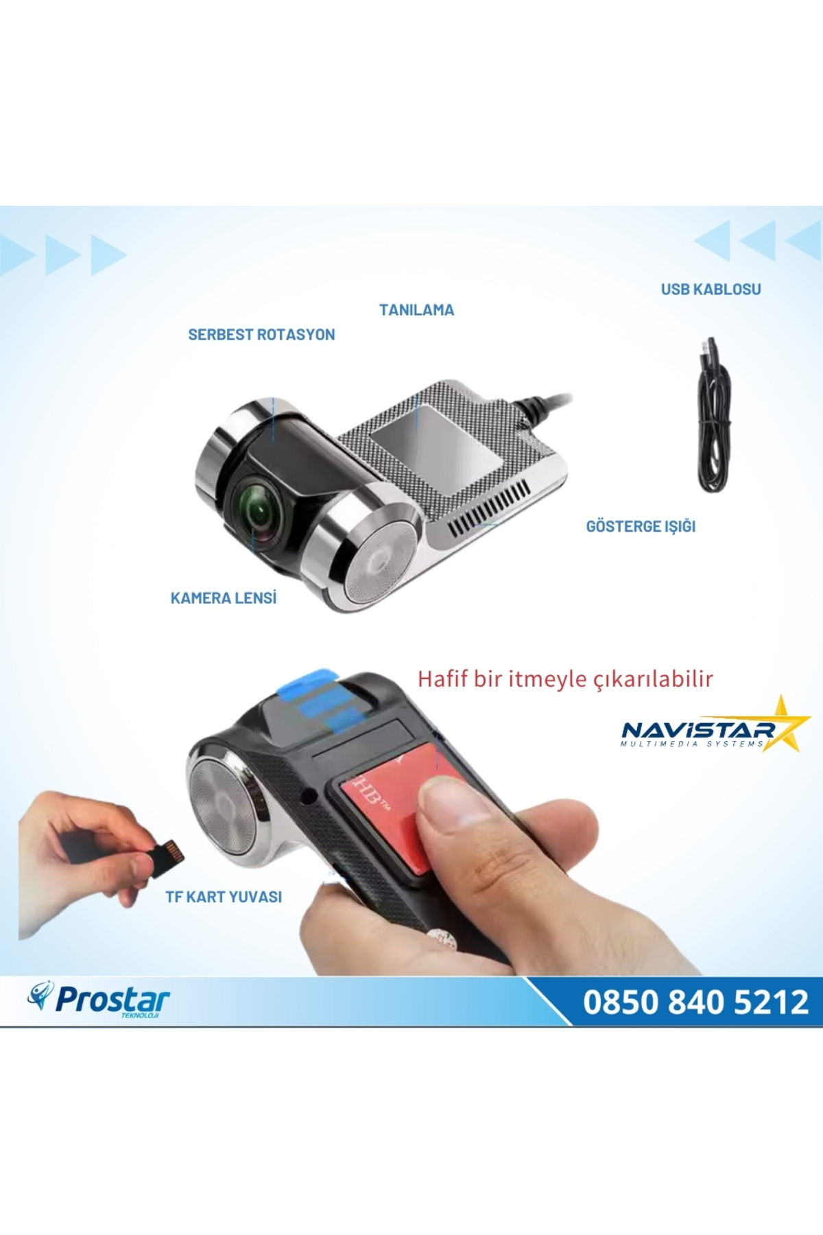 Navistar Usb 128 Gb Destekli Hd 1080P Dvr Araç Yol Sürüş Kamerası