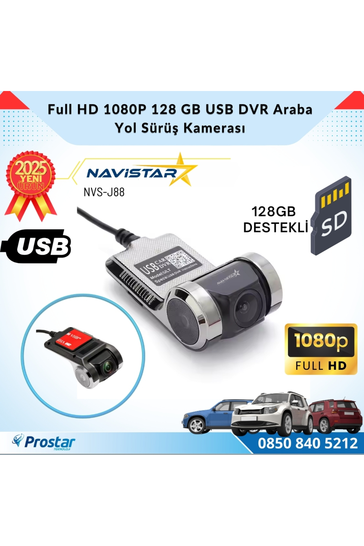 Navistar Usb 128 Gb Destekli Hd 1080P Dvr Araç Yol Sürüş Kamerası