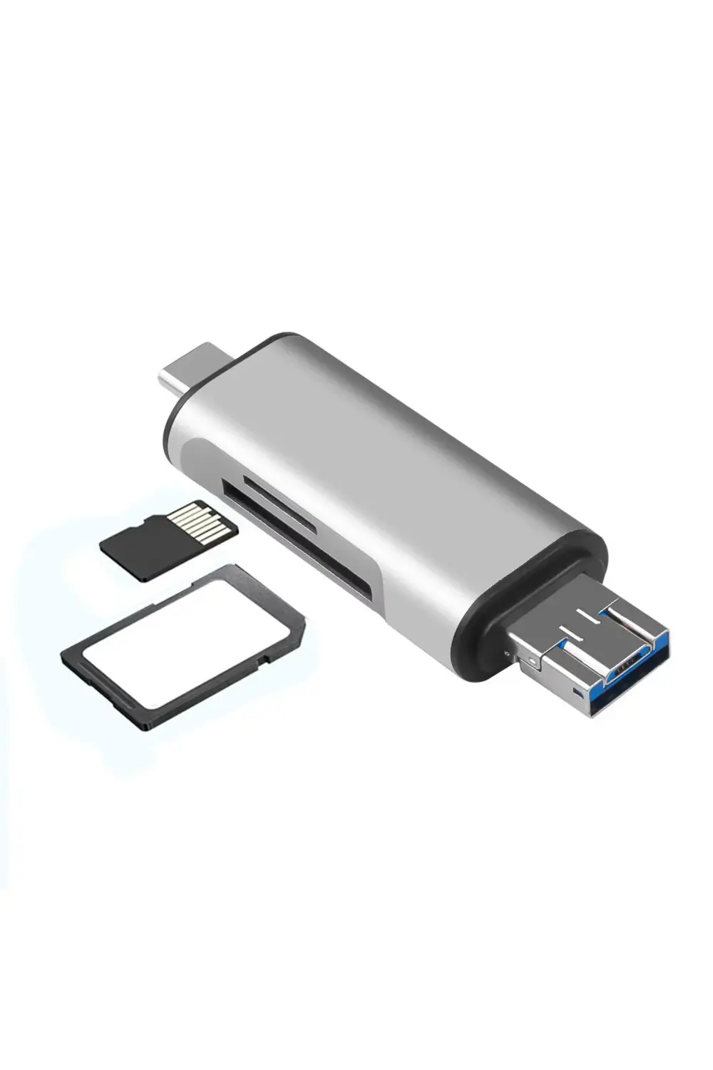 USB 2.0 3 in 1 Kart Okuyucu ve USB Çoklayıcı – Type-C, Micro USB,