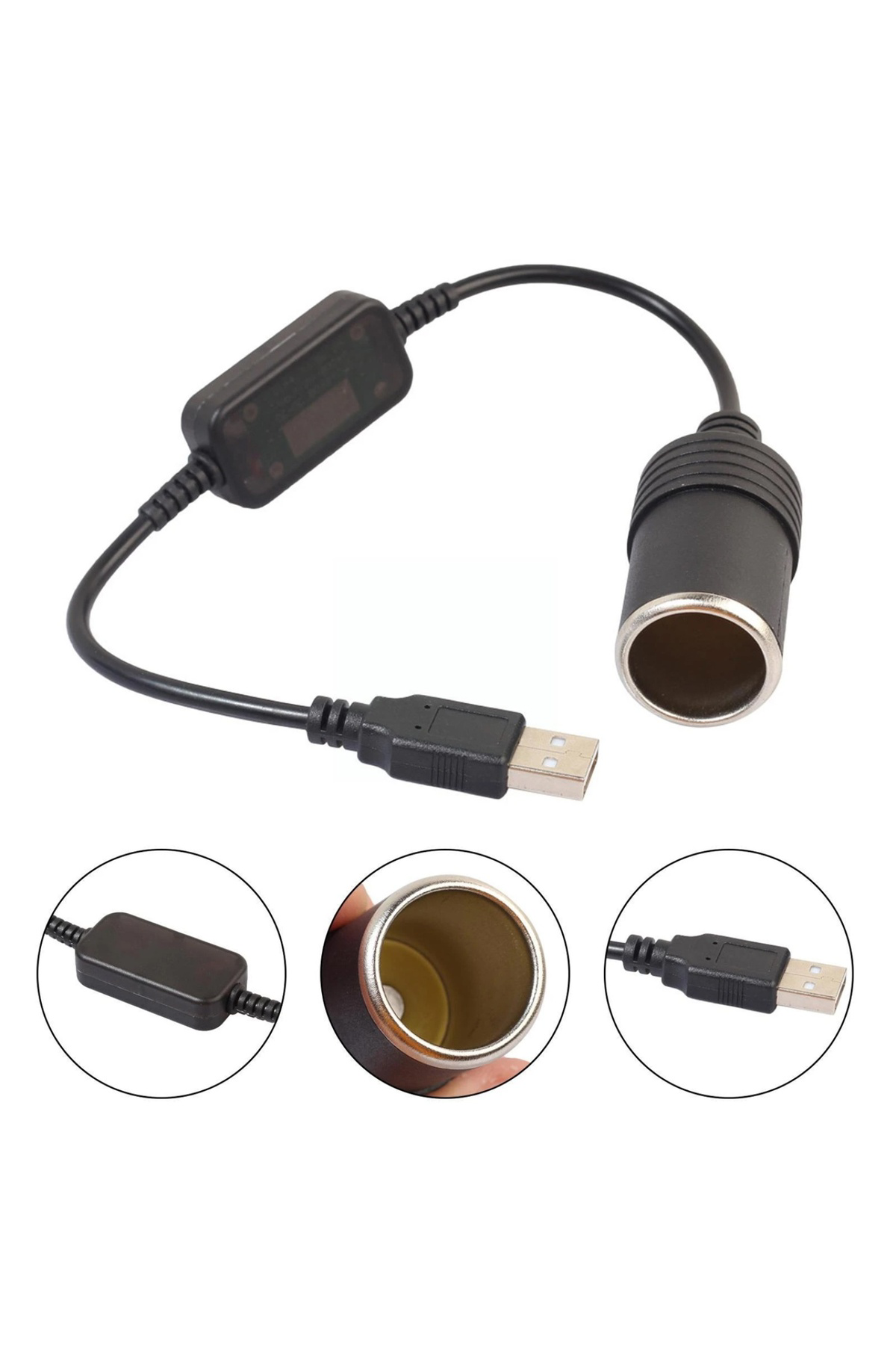 USB 2.0 5 VOLT - 2 AMPER TO 12 VOLT - 0.8 AMPER ÇAKMAK FİŞİ DİŞİ 